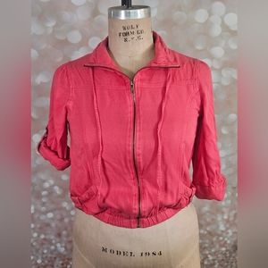 American Rag Soft Red Twill 80s Bomber Jacket Size L Vintage